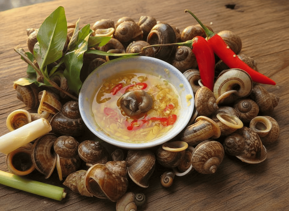 Ốc n&uacute;i thơm ngon, dậy vị khi ăn k&egrave;m với nước mắm gừng